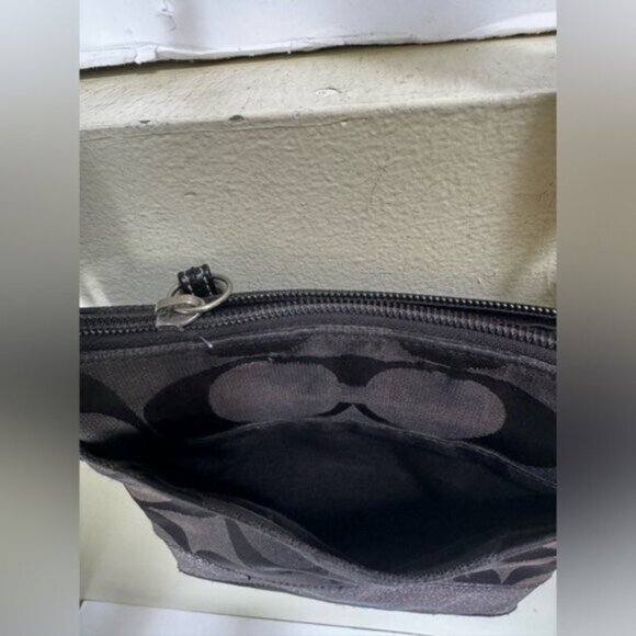 Coach Signature CC Crossbody Shoulder Bag Pocket Metallic Canvas Zip Minimalist - Picture 6 of 16